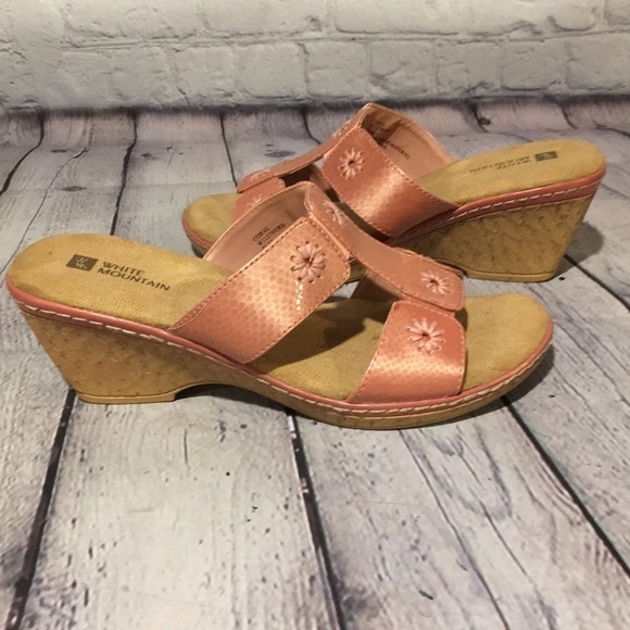 White mountain summer wedges with coral floral and snake print design - Picture 3 of 8